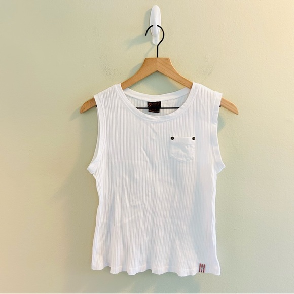 Ariat Ribbed Pocket Tank Top Bundle Womens Size Medium White Aqua Tanktops - Picture 8 of 13